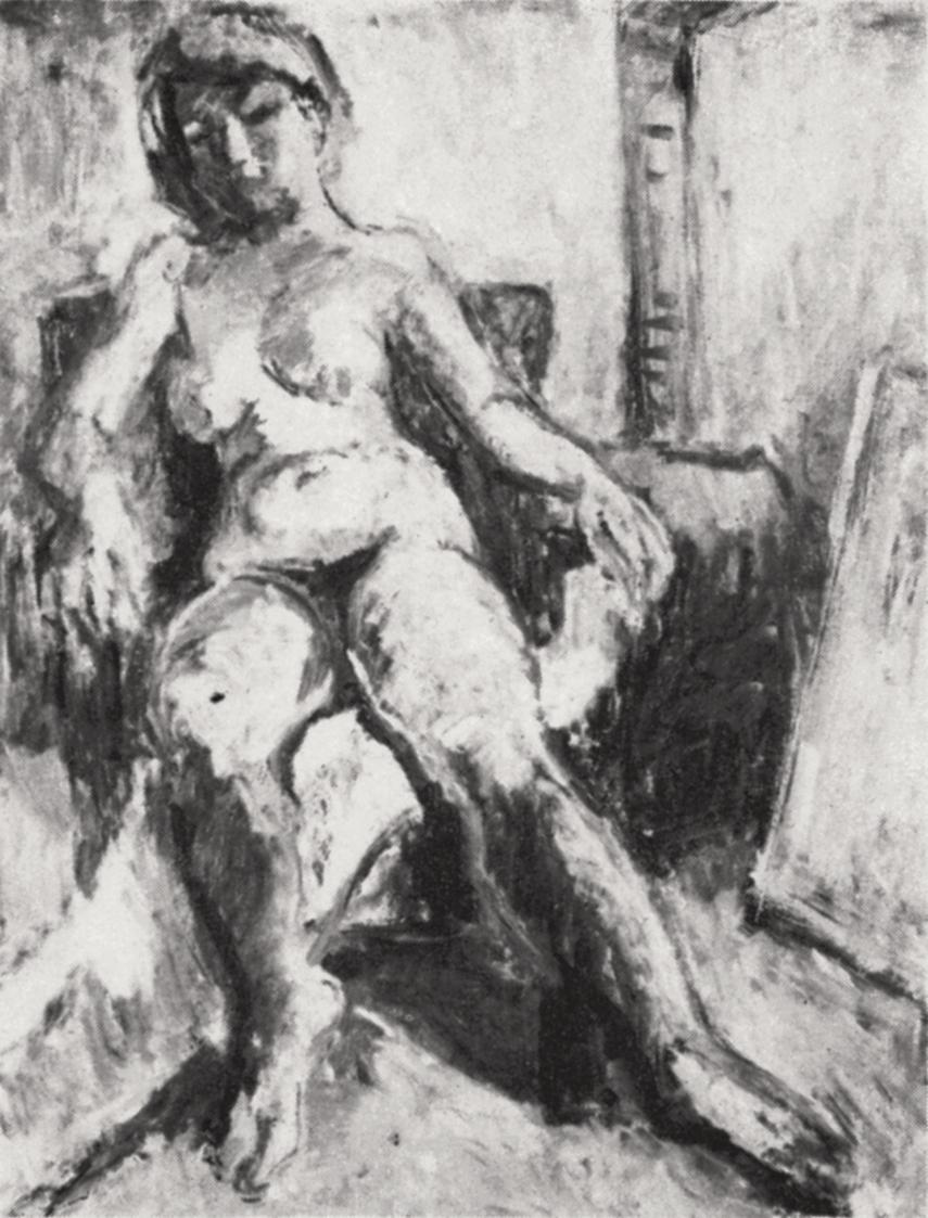 Georg Eisler, Sitzender Akt, 1961, Öl auf Leinwand, 55 × 40 cm, Verbleib unbekannt