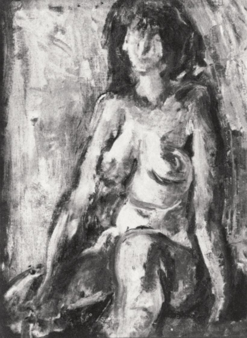 Georg Eisler, Sitzender Akt, 1962, Öl auf Leinwand, 40 × 30 cm, Verbleib unbekannt