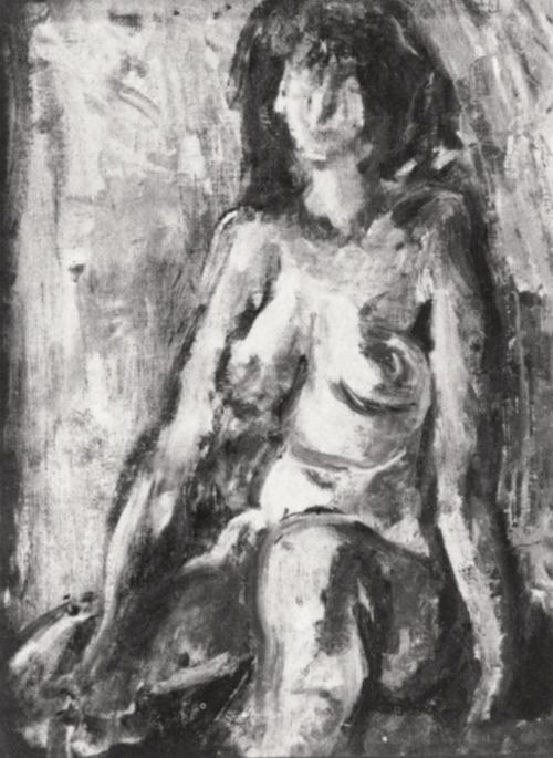 Georg Eisler, Sitzender Akt, 1962, Öl auf Leinwand, 40 × 30 cm, Verbleib unbekannt