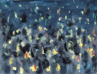 Georg Eisler, Kleines Lichtermeer, 1993, Öl auf Holz, 13 × 18 cm, Privatbesitz