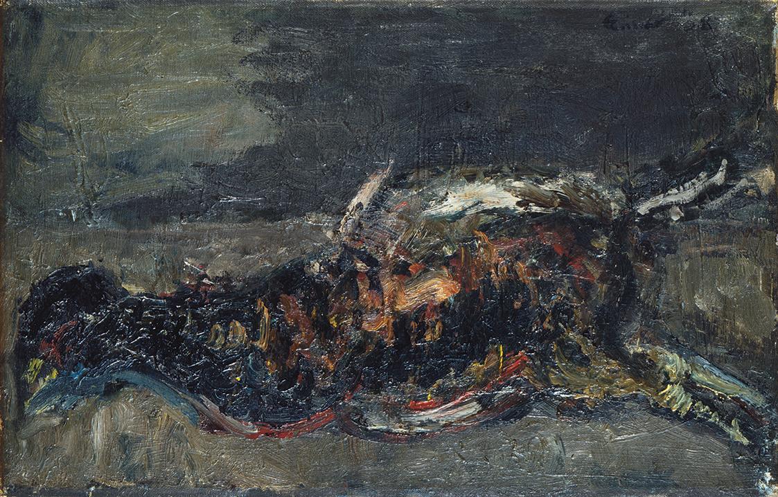 Georg Eisler, Toter Fasan, 1958, Öl auf Leinwand, 25 × 35 cm, Verbleib unbekannt