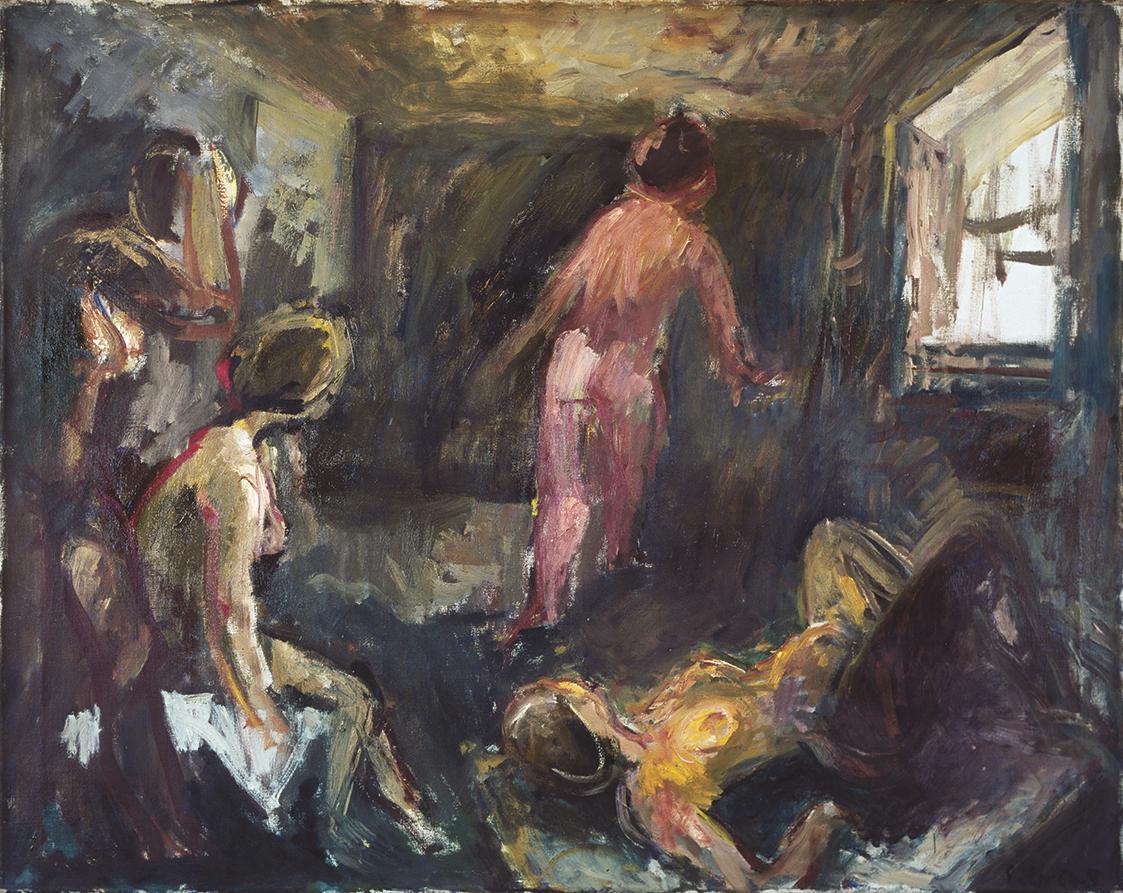 Georg Eisler, Interieur, 1964–1965, Öl auf Leinwand, 80 × 100 cm, Verbleib unbekannt