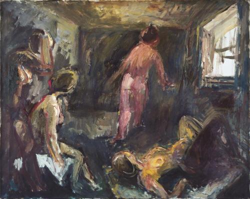 Georg Eisler, Interieur, 1964–1965, Öl auf Leinwand, 80 × 100 cm, Verbleib unbekannt