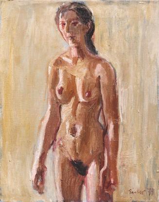 Georg Eisler, Kleine Stehende, 1979, Öl auf Leinwand, 45 × 36 cm, Verbleib unbekannt