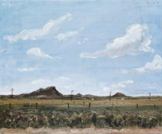 Georg Eisler, Kleine Neu-Mexikanische Landschaft, 1979, Öl auf Leinwand, 45 × 55 cm, Verbleib u ...