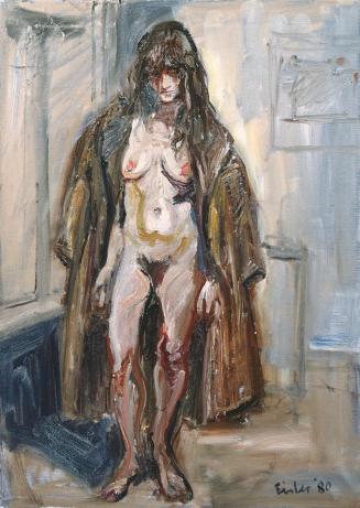 Georg Eisler, Der Pelzmantel, 1980, Öl auf Leinwand, 70 × 50 cm, Privatbesitz Wien