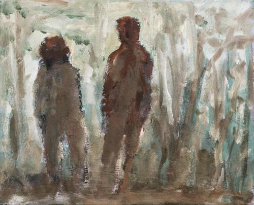 Georg Eisler, Paar im Wald, Berlin I, 1987, Öl auf Leinwand, 24 × 30 cm, Georg und Alice Eisler ...