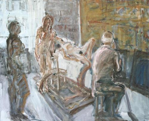 Georg Eisler, Anna, Olga, Henri et moi, 1989, Öl auf Leinwand, 80 × 100 cm, Privatbesitz