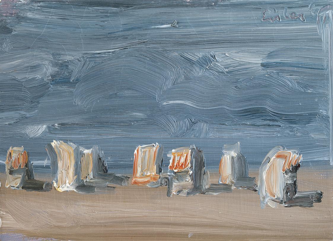 Georg Eisler, Travemünde II, 1991, Öl auf Leinwand, 13 × 18 cm, Privatbesitz