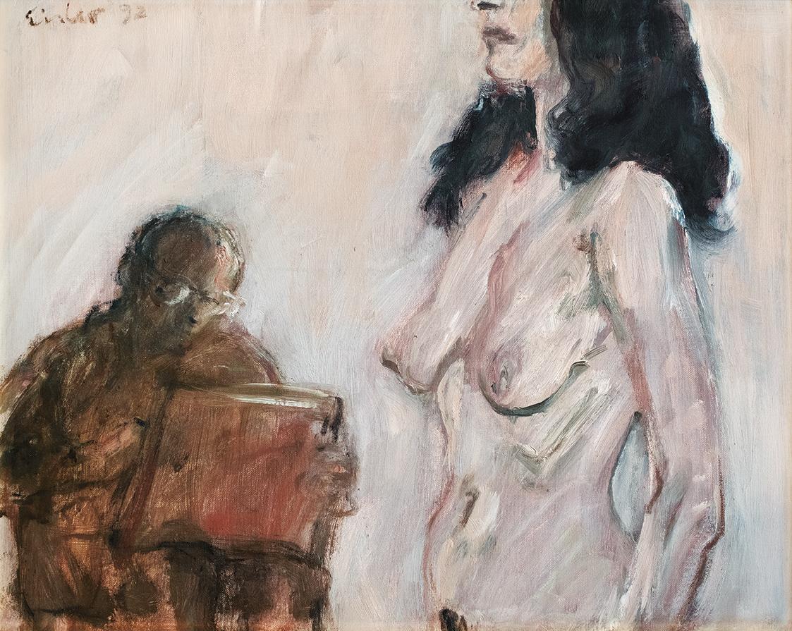 Georg Eisler, Modell und Maler, 1992, Öl auf Leinwand, 45 × 55 cm, Privatbesitz