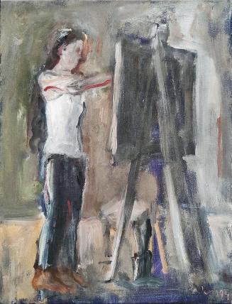 Georg Eisler, M. malend, 1994, Öl auf Leinwand, 44,5 × 35,5 cm, Privatbesitz, Wien