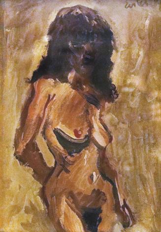 Georg Eisler, Stehender Akt, 1987, Öl auf Karton, 35 × 25 cm, Privatsammlung Bandion