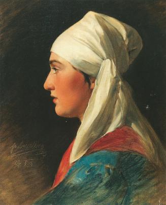 Friedrich von Amerling, Junges Mädchen im Profil mit weißem Kopftuch, 1834, Öl auf Leinwand, 50 ...