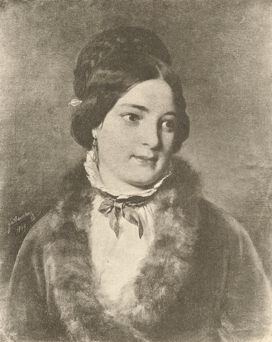 Friedrich von Amerling, Modell Marie Bartak mit Pelz, 1849, Öl auf Leinwand, 63 × 50 cm, Unbeka ...