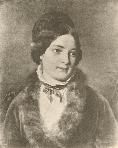 Friedrich von Amerling, Modell Marie Bartak mit Pelz, 1849, Öl auf Leinwand, 63 × 50 cm, Unbeka ...