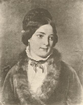 Friedrich von Amerling, Modell Marie Bartak mit Pelz, 1849, Öl auf Leinwand, 63 × 50 cm, Unbeka ...