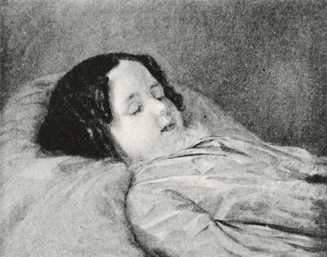 Friedrich von Amerling, Die kleine Wilhelmine Amerling in ihrem Bett schlafend, 1867, Öl auf Le ...