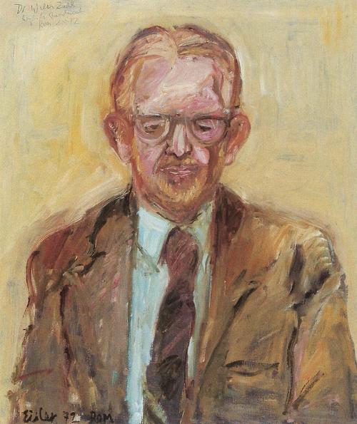 Georg Eisler, Porträt Prof. Walter Zettl, 1972, Öl auf Leinwand, 60 × 50 cm, Verbleib unbekannt