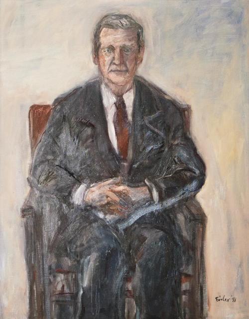 Georg Eisler, Porträt Rudolf Pöder, 1989, Öl auf Leinwand, 108 × 88 cm, Bild im Eigentum der Pa ...