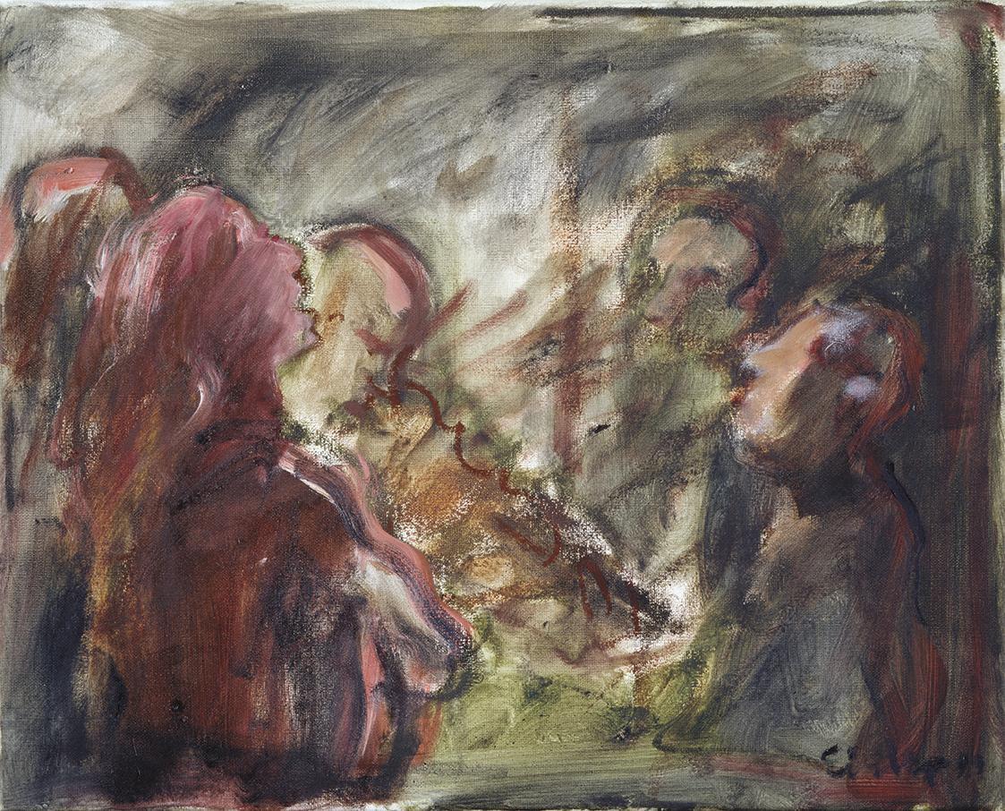 Georg Eisler, Pub Music, Kitty O'Shea II, 1993, Öl auf Leinwand, 36 × 45 cm, Verbleib unbekannt