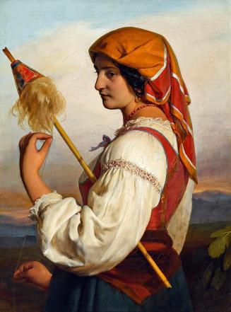 Friedrich von Amerling, Modell Chiaruccia mit Spinnrocken, 1846, Öl auf Leinwand, 95 × 71 cm, P ...