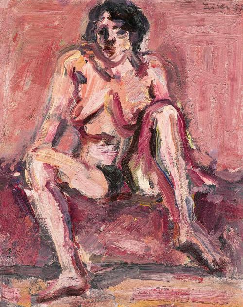 Georg Eisler, Akt, 1987, Öl auf Leinwand auf Platte, 30 × 24 cm, Verbleib unbekannt