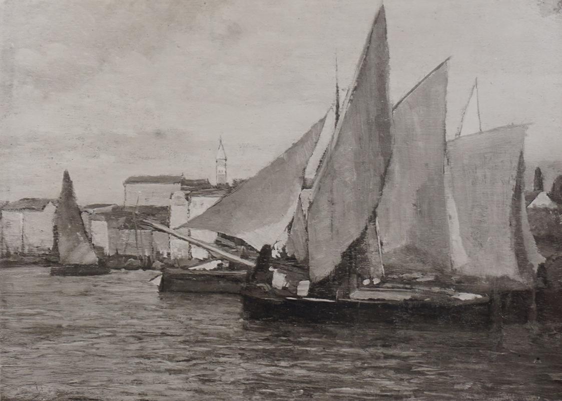 Tina Blau, Pirano (Graue Segel), um 1912/1913, Öl, unbekannter Verbleib