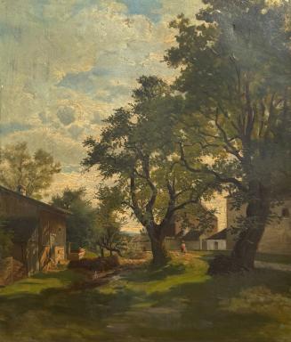 Tina Blau, Dorflandschaft, um 1868, Öl auf Leinwand, 53,4 × 46 cm, Privatbesitz, New York
