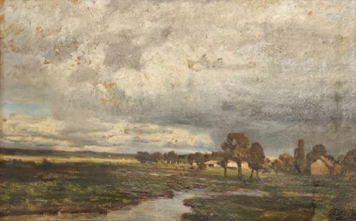 Tina Blau, Pang, 1870, Öl auf Papier auf Leinwand, 32 × 49,7 cm, Privatbesitz, New York