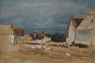 Dorfstrasse mit Gänsen