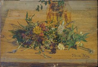 Tina Blau, Wiesenblumen, um 1880, Öl auf Holz, 13 × 19,2 cm, Privatbesitz, New York