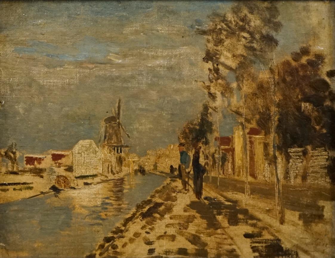 Tina Blau, Amsterdam Kanal, 1875/1876, Öl auf Holz, 22,7 × 34 cm, Privatbesitz, New York