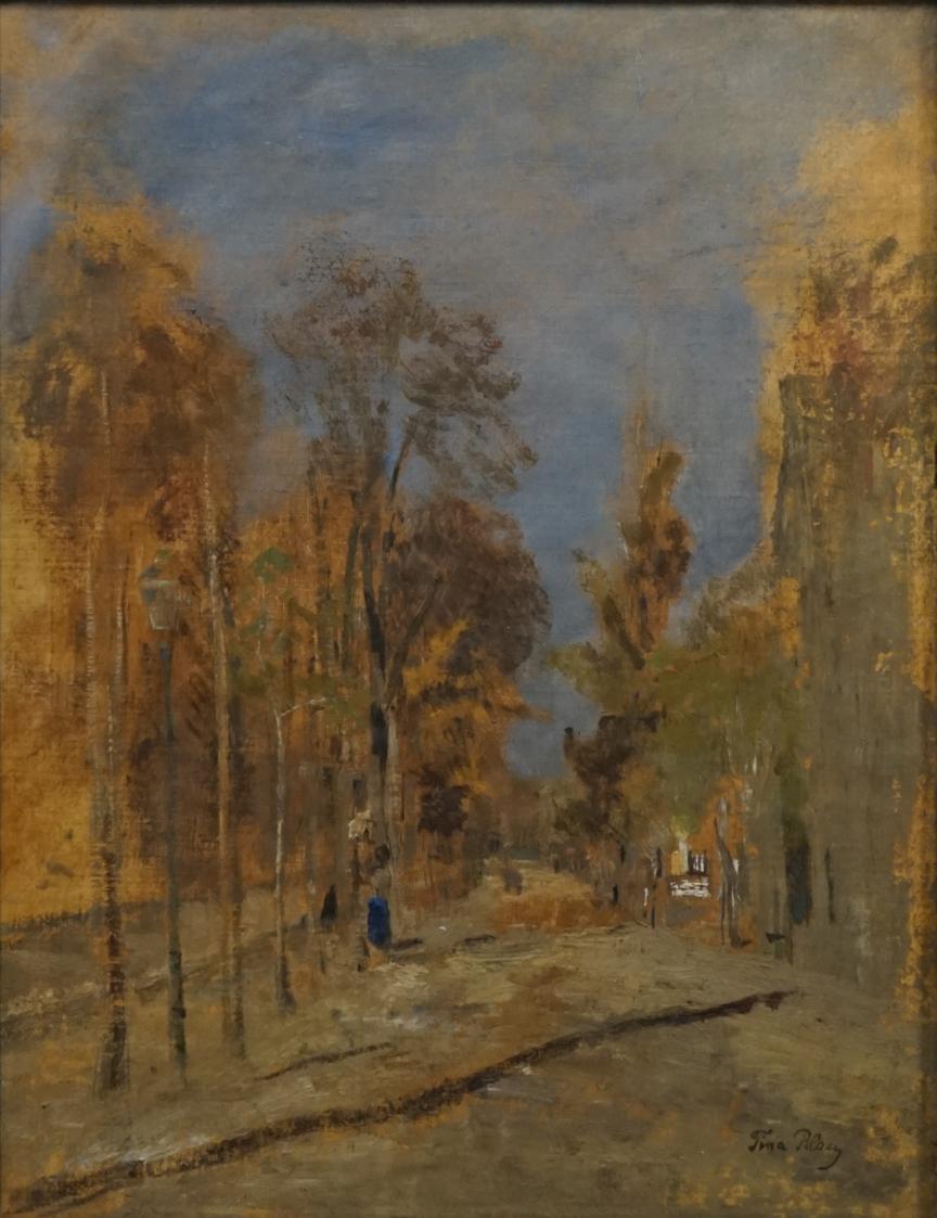 Tina Blau, Praterallee, 1880, Öl auf Karton, 36 × 29,7 cm, Privatbesitz, New York