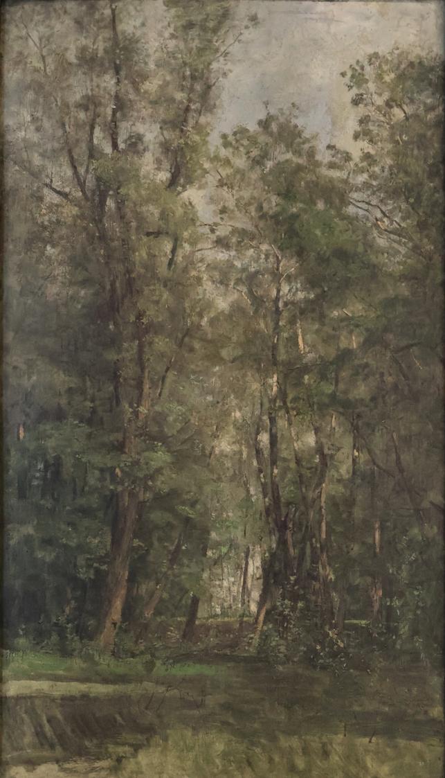 Tina Blau, Waldweg im Prater, um 1868, Öl auf Holz, 60 × 34,5 cm, Privatbesitz, New York