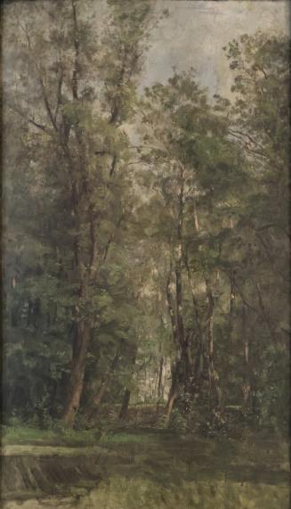 Tina Blau, Waldweg im Prater, um 1868, Öl auf Holz, 60 × 34,5 cm, Privatbesitz, New York