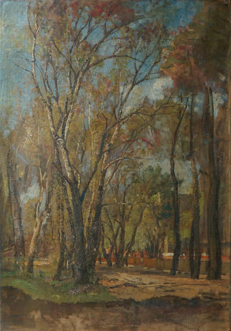 Tina Blau, Lichter Prater (Beim Pavillion des Amateurs), 1911/1912, Öl auf Leinwand, 67,3 × 47  ...