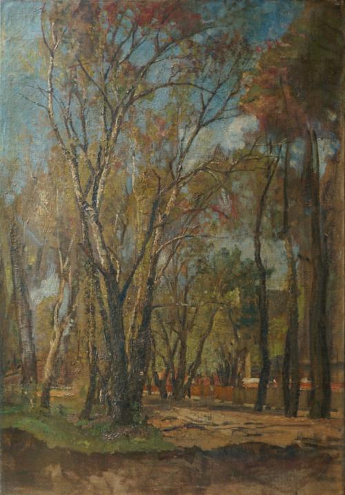 Tina Blau, Lichter Prater (Beim Pavillion des Amateurs), 1911/1912, Öl auf Leinwand, 67,3 × 47  ...