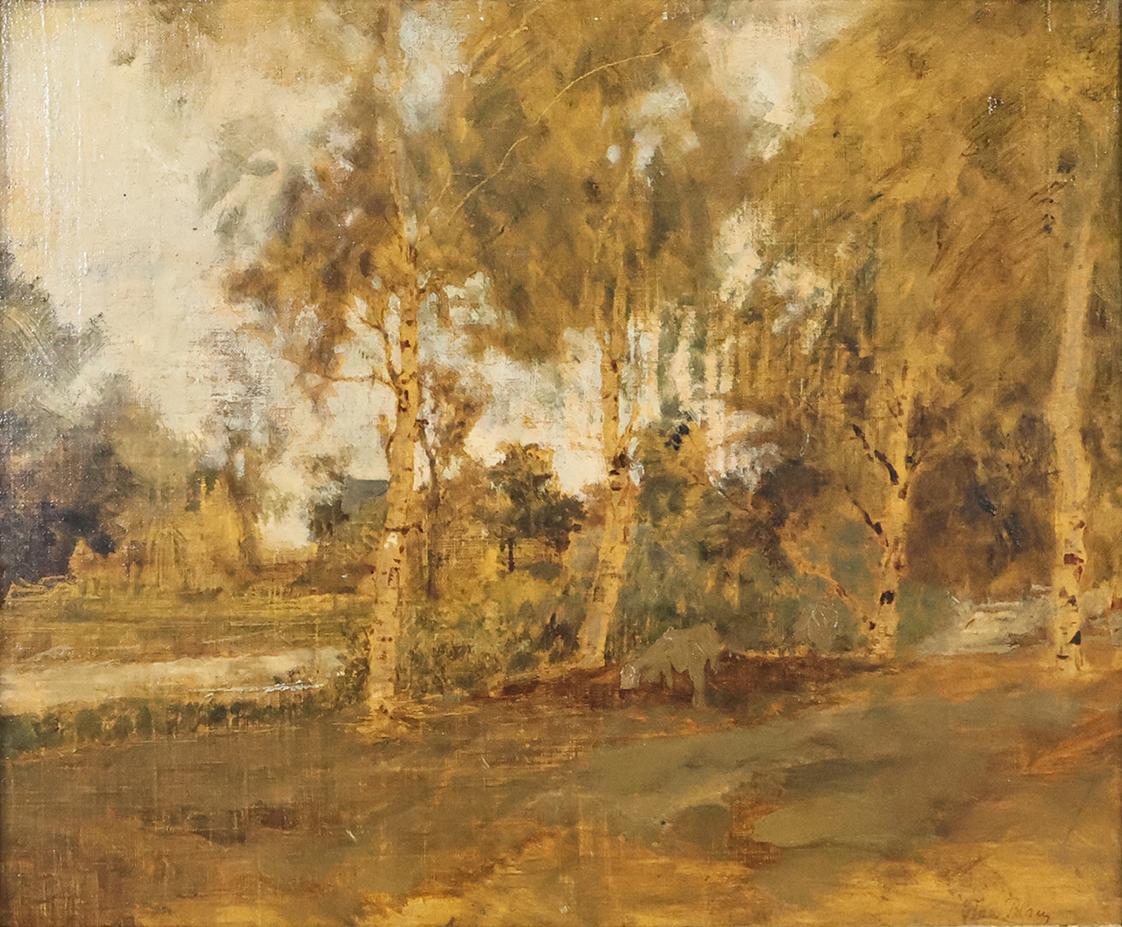 Tina Blau, Prater, um 1870/1880, Öl auf Leinwand auf Karton, 29,8 × 36,2 cm, Privatbesitz, New  ...