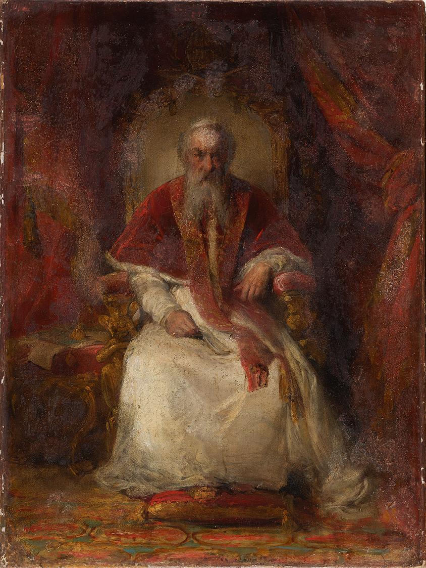Friedrich von Amerling, Ein Papst auf dem Thron, 1842, Öl auf Leinwand, 56 × 40,2 cm, Moravská …