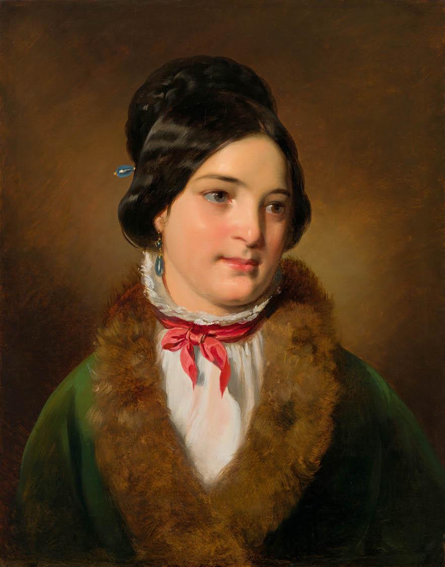 Friedrich von Amerling, Modell Marie Bartak mit Pelz. Wiederholung, 1849, Öl auf Leinwand, 63 ×…