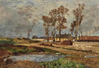 Tina Blau, An der Donauregulierung. Prater, 1872, Öl auf Leinwand, 40 × 60 cm, Privatbesitz