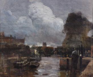 Tina Blau, Dordrecht, um 1905/1908, Öl auf Leinwand, 27 × 33 cm, Privatbesitz