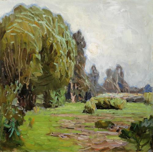 Carl Moll, Praterau, 1921, Öl auf Holz, 36 × 35 cm, Unbekannter Besitz