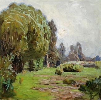 Carl Moll, Praterau, 1921, Öl auf Holz, 36 × 35 cm, Unbekannter Besitz