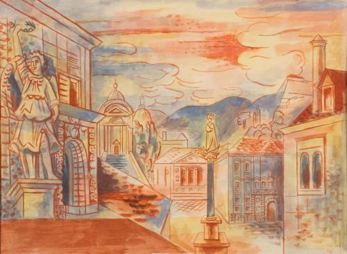 Alfred Wickenburg, Entwurf zu dem Wandbild "An der Hüfte des Engels", 1951/1952, Aquarell auf P ...