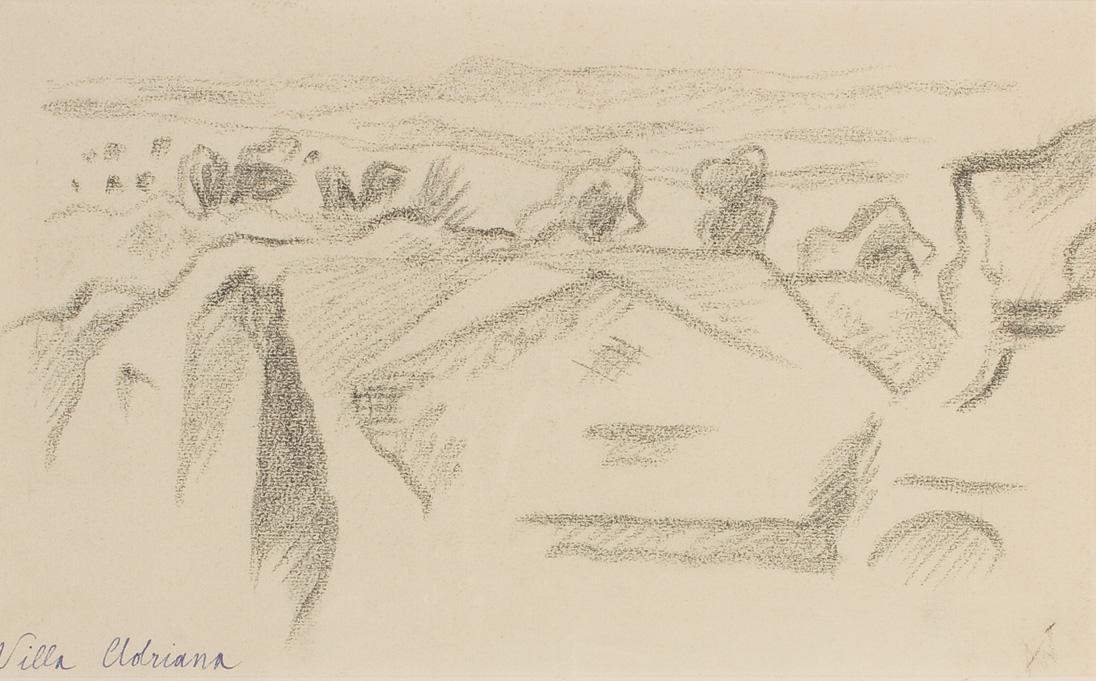 Alfred Wickenburg, Villa Adriana, 1920/1923, Graphit auf Papier, Blattmaße: 18,5 x 31 cm, Leihg ...