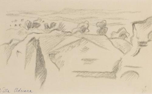 Alfred Wickenburg, Villa Adriana, 1920/1923, Graphit auf Papier, Blattmaße: 18,5 x 31 cm, Leihg ...