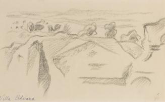 Alfred Wickenburg, Villa Adriana, 1920/1923, Graphit auf Papier, Blattmaße: 18,5 x 31 cm, Leihg ...