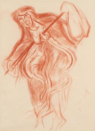 Alfred Wickenburg, Menschliche Figur, um 1940, Rötel auf Papier, Blattmaße: 36,5 x 26,5 cm, Lei ...