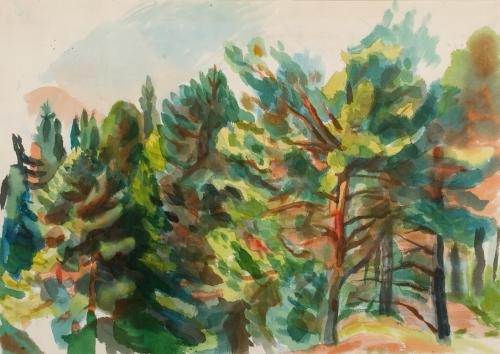 Alfred Wickenburg, Waldlandschaft, um 1940, Aquarell auf Papier, Blattmaße: 47 x 66,5 cm, Leihg ...